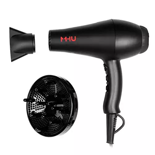 MHU Professional Salon Grade 1875w Low Noise Ionic Ceramic Infrared Heat Hair Dryer