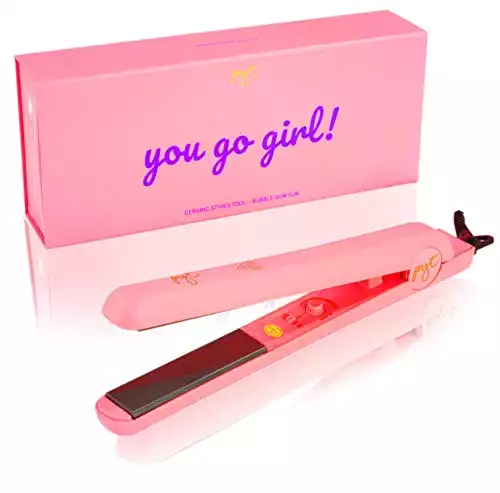 PYT Hair Straightener - Ceramic Flat Iron for Professional Styling (Bubble Gum Yum)