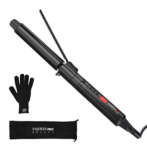 PARWIN Curling Iron 1-Inch Ceramic Curling Wand with Manual Rotating Clamp