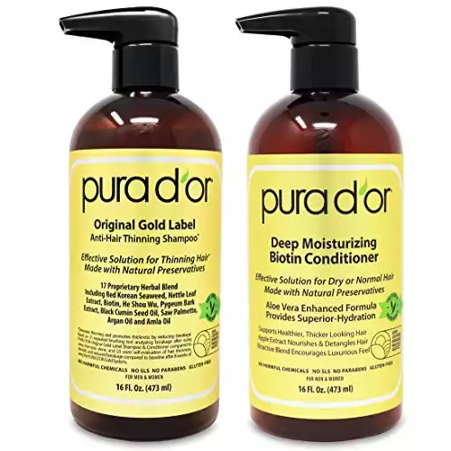 PURA D'OR Biotin Original Gold Label Anti-Thinning Shampoo & Conditioner