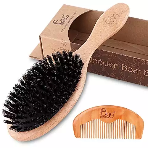 BLACK EGG Boar Bristle Hair Brush