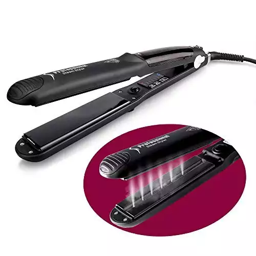 OSIR Professional Titanium Steam Hair Straightener - with Floating Ceramic Plates & Treatment Flat Iron